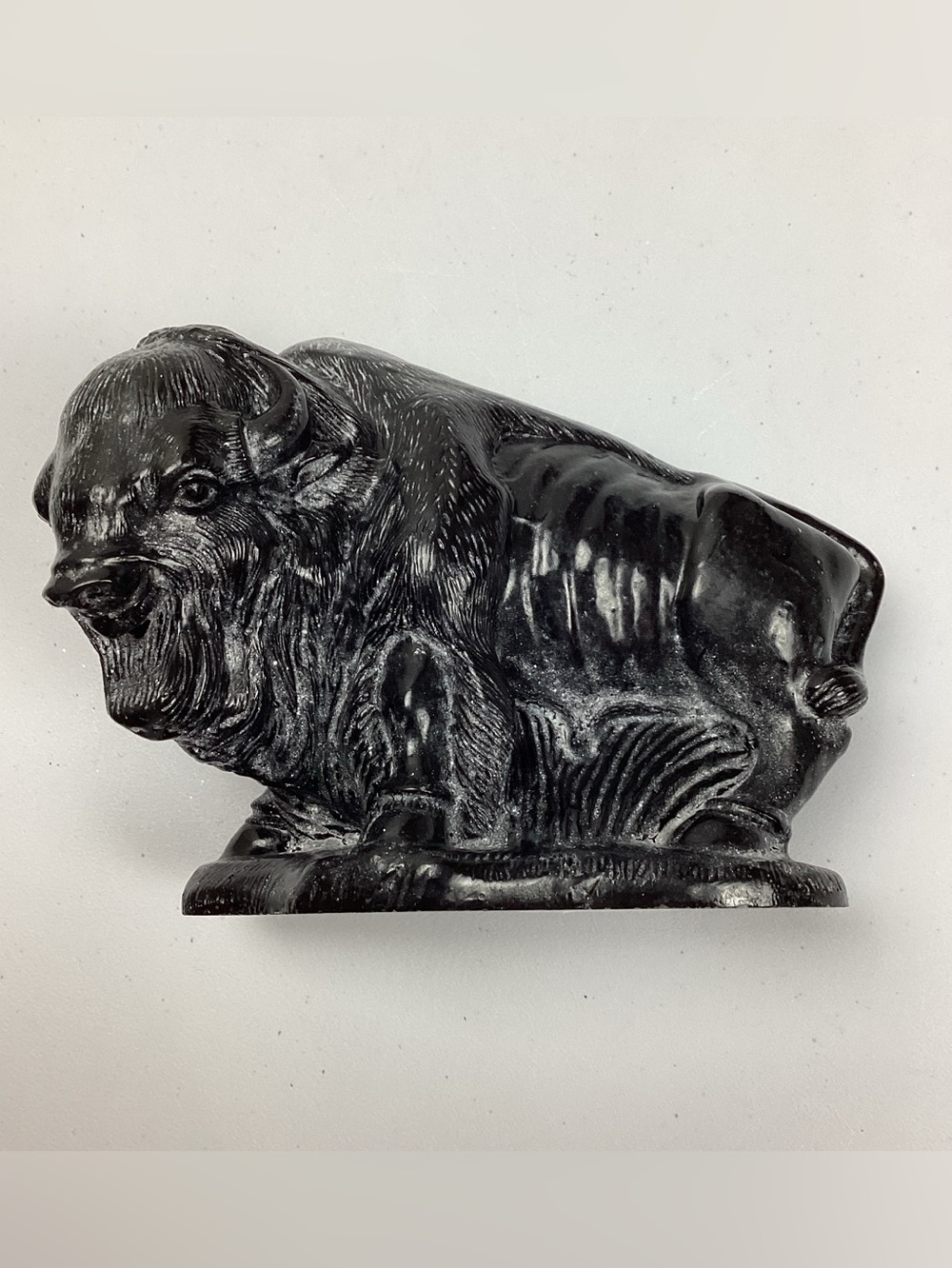 Vintage Mid Century Bison Buffalo Sculpture Faux Soapstone Heavy 1Lb 11oz